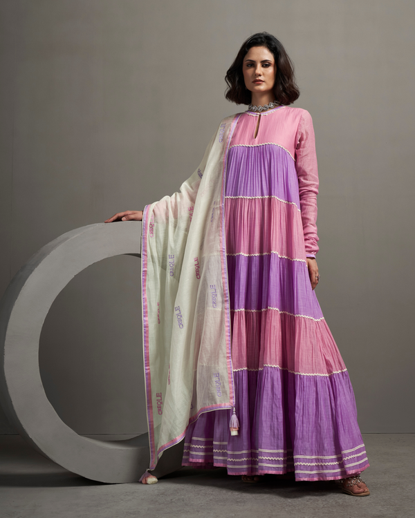 Lilac Blush Malai Chanderi Dress Set