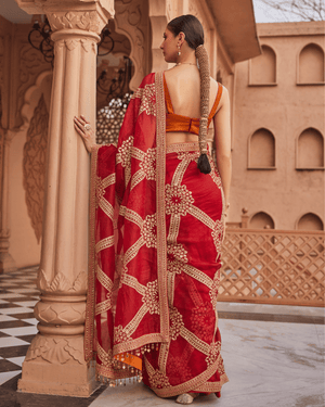 Scarlet Red Saree