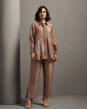 Cocoa Thread Linen Shirt Co-ord Set