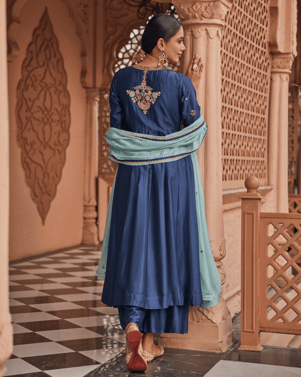 Emerald Blue Anarkali Set