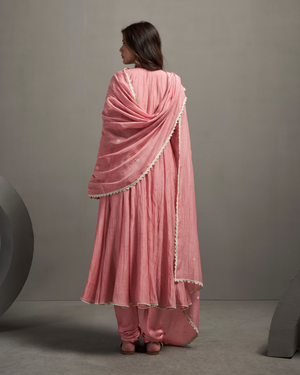 Regal Rose Malai Chanderi Anarkali Set