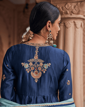 Emerald Blue Anarkali Set