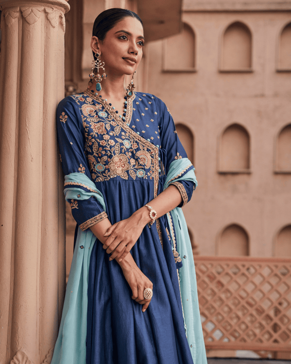 Emerald Blue Anarkali Set
