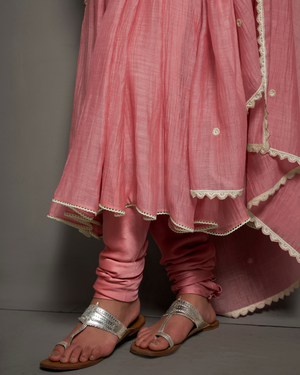 Regal Rose Malai Chanderi Anarkali Set