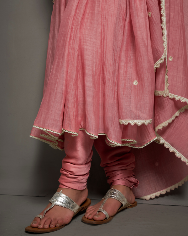 Regal Rose Malai Chanderi Anarkali Set
