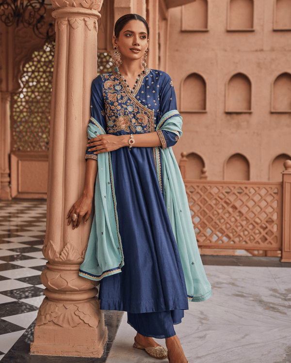Emerald Blue Anarkali Set