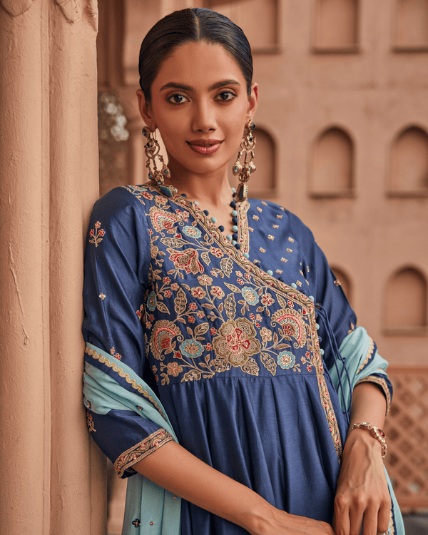 Emerald Blue Anarkali Set