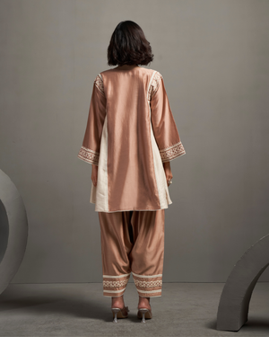 Nude Pearl Chanderi Silk Kurta Set