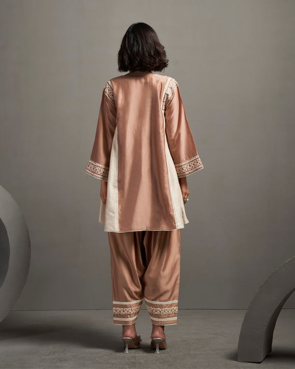 Nude Pearl Chanderi Silk Kurta Set