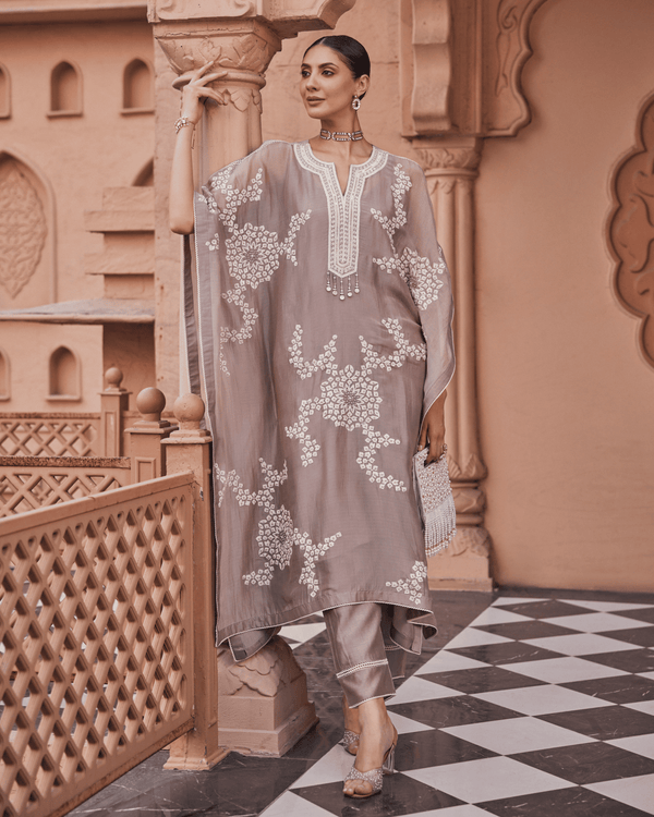 Dove Grey Kaftan Set