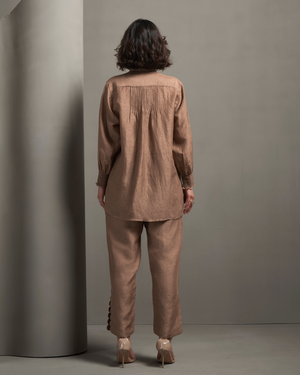 Cocoa Thread Linen Shirt Co-ord Set