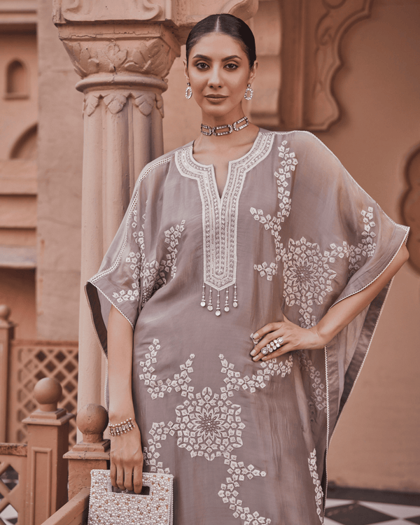 Dove Grey Kaftan Set