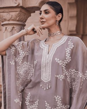 Dove Grey Kaftan Set