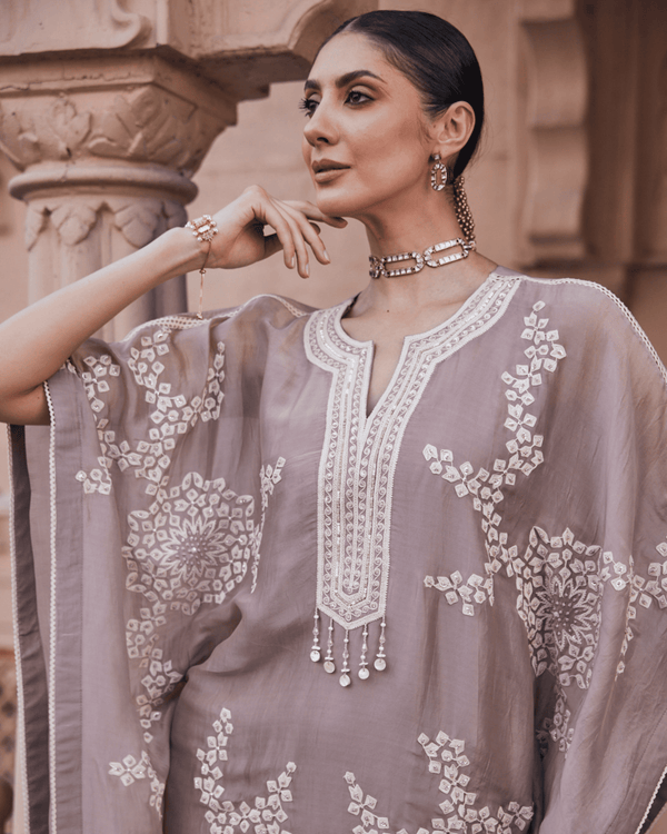 Dove Grey Kaftan Set