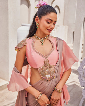 Pearl Grey Drape Saree