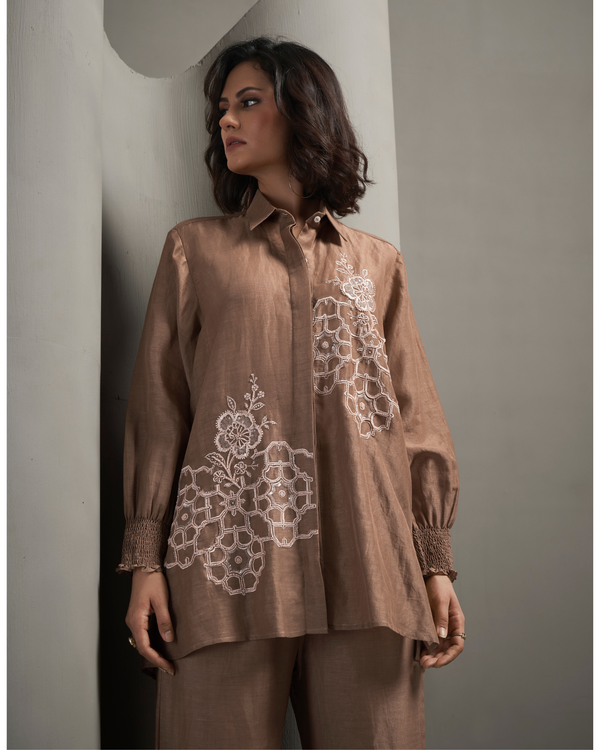 Cocoa Thread Linen Shirt Co-ord Set