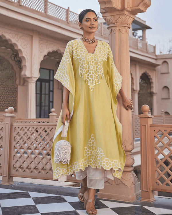Lemon Gaze Yellow Kaftan Set