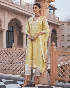 Lemon Gaze Yellow Kaftan Set