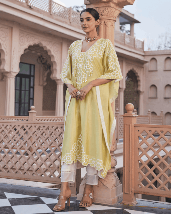 Lemon Gaze Yellow Kaftan Set
