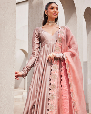 Vintage Grey Anarkali Set
