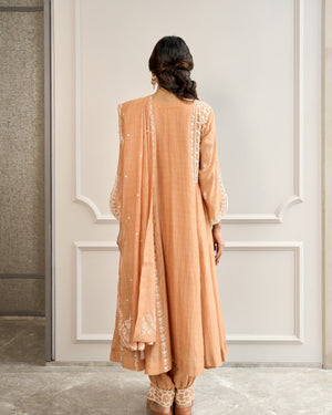 Muted Peach Malai Chanderi Suit Set