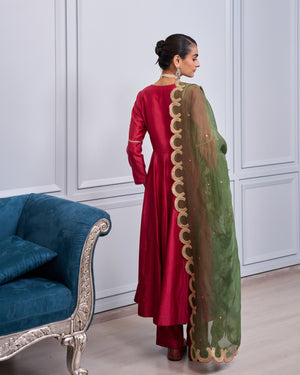 Fuchsia Embellished Anarkali Set