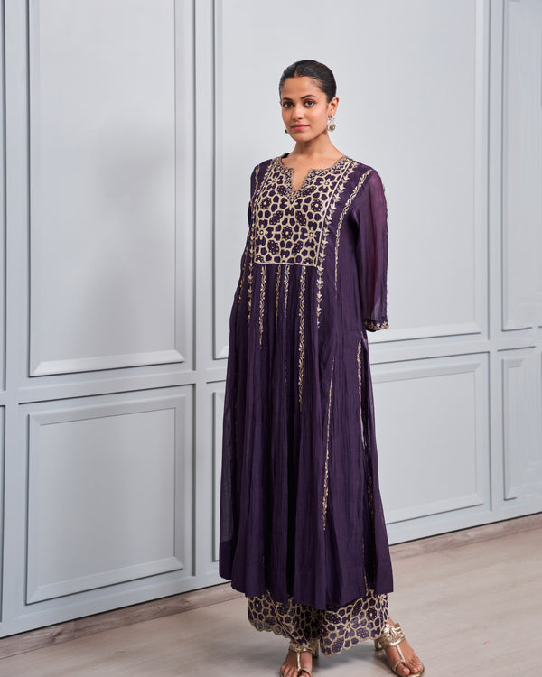 Mulberry Sequined Kalidar Kurta Set