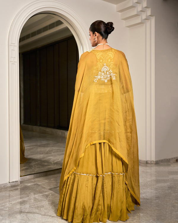 Mustard Cape Lehenga