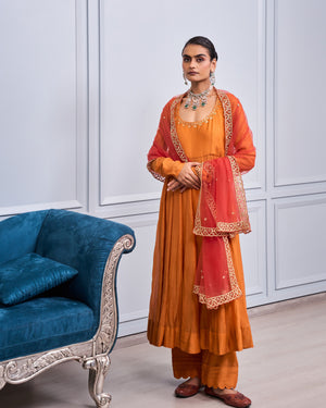 Terracotta Mirrorwork Chanderi Suit Set