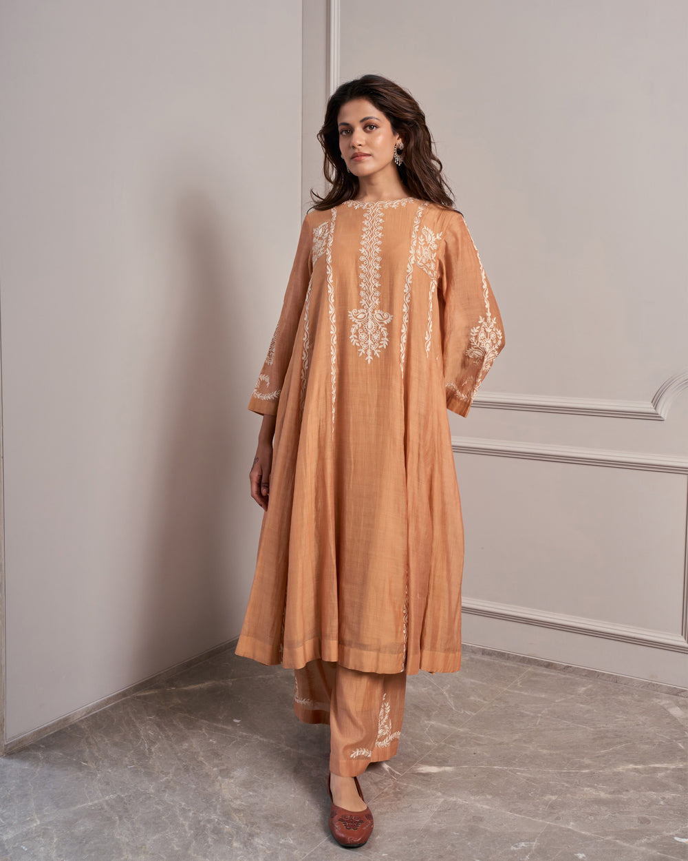 Coral Malai Chanderi Suit Set