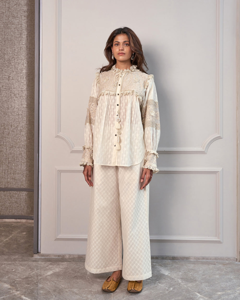 Ivory Jacquard Threadwork Co-ord Set