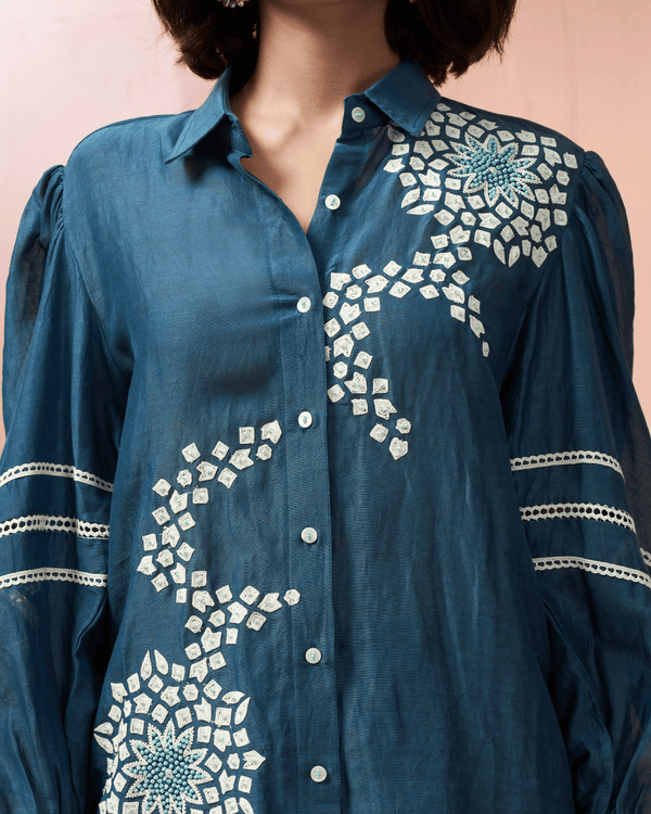 Navy Blue Linen Shirt Co-ord Set