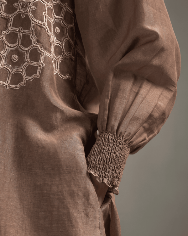Cocoa Thread Linen Shirt Co-ord Set