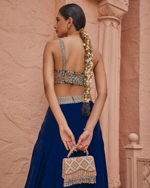 Royal Jade Navy Raw Silk Jumpsuit