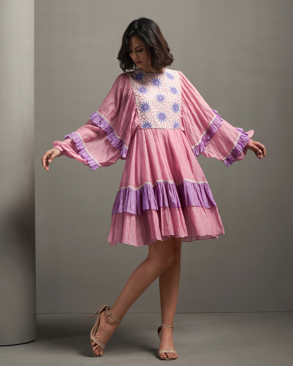 Powder Rose Malai Chanderi Dress