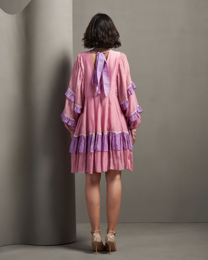 Powder Rose Malai Chanderi Dress