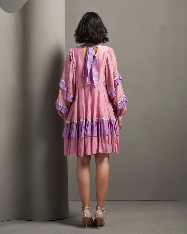 Powder Rose Malai Chanderi Dress