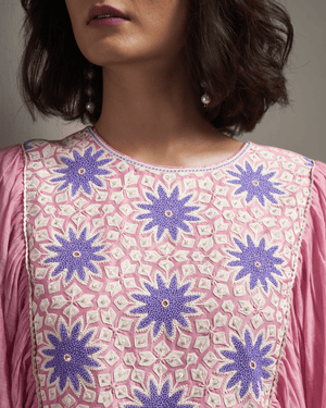 Powder Rose Malai Chanderi Dress