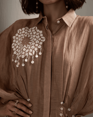 Chocolate Shell Linen Dress