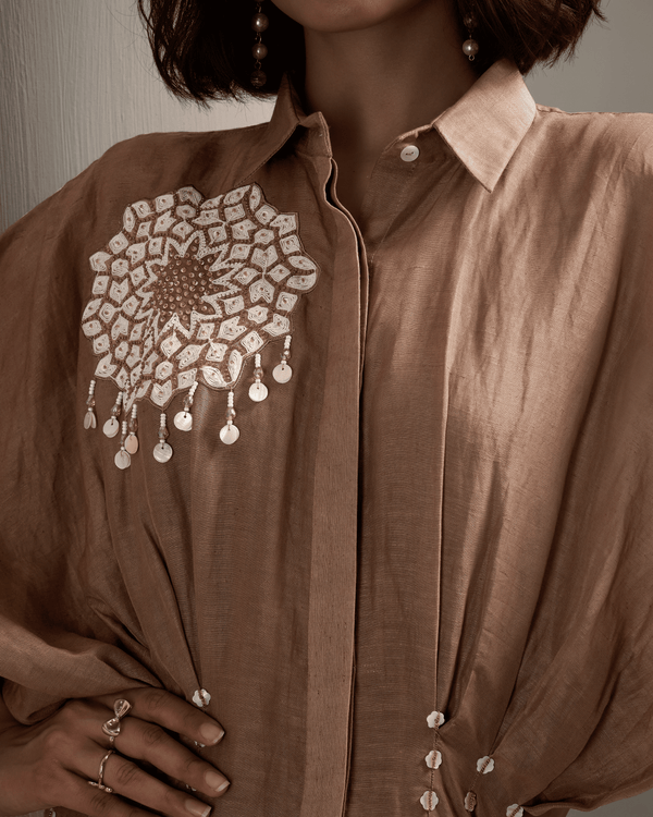 Chocolate Shell Linen Dress