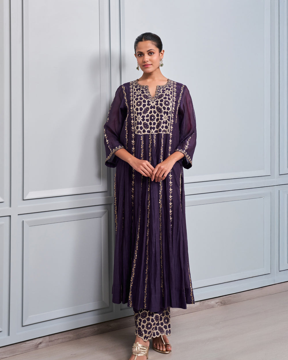 Mulberry Sequined Kalidar Kurta Set