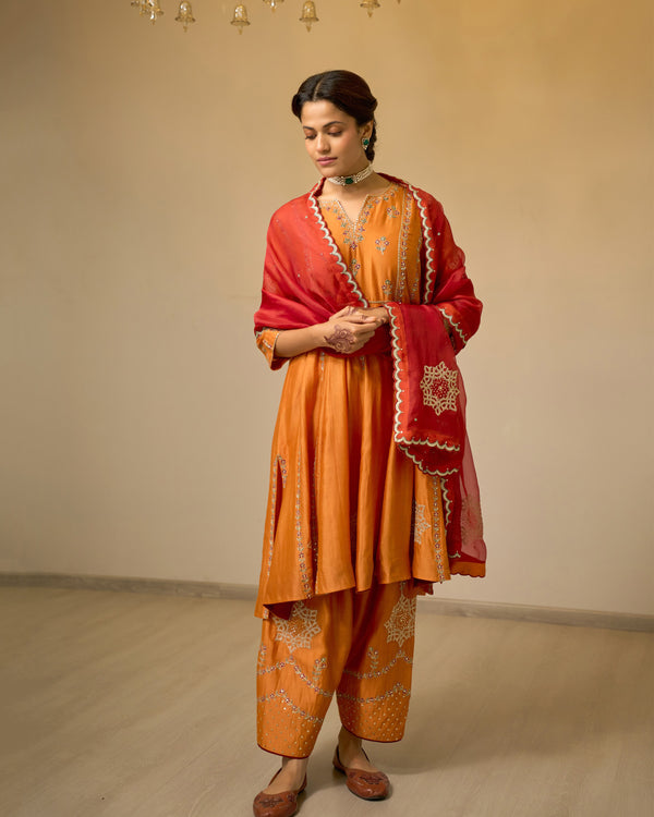 Cinnamon Embroidered Chanderi Suit Set