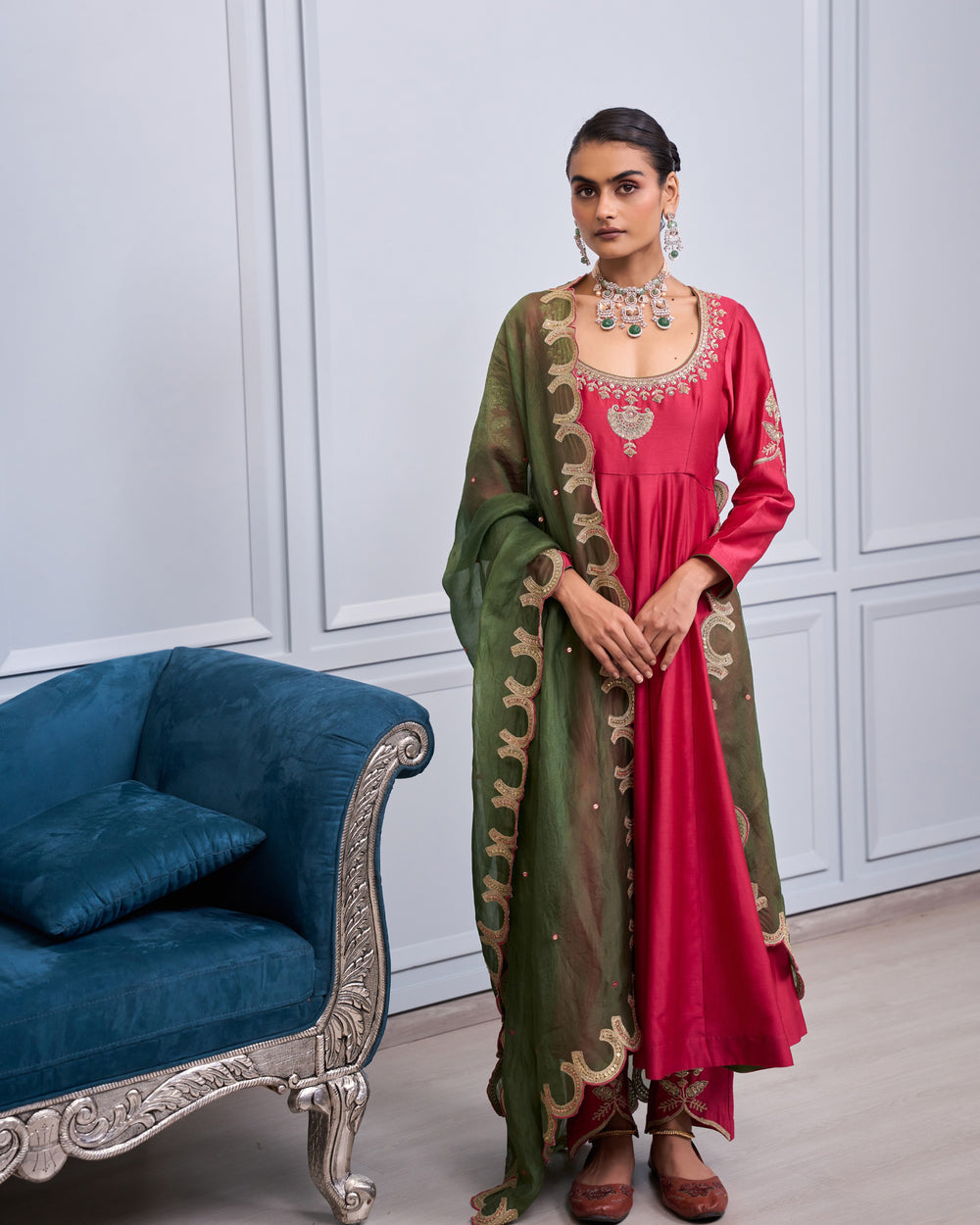 Fuchsia Embellished Anarkali Set
