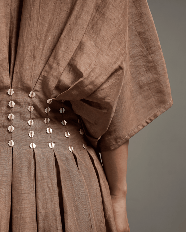 Chocolate Shell Linen Dress