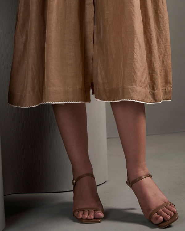 Chocolate Shell Linen Dress