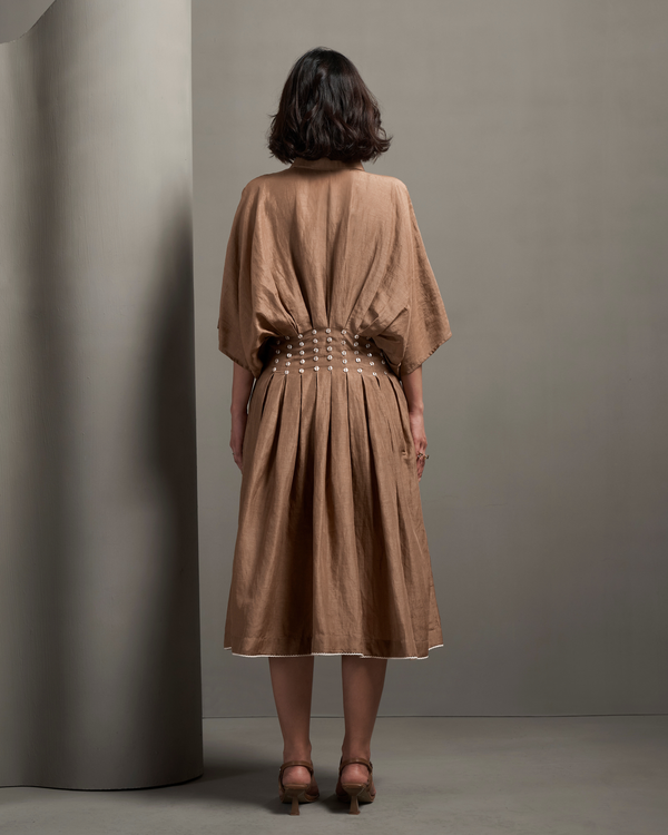 Chocolate Shell Linen Dress