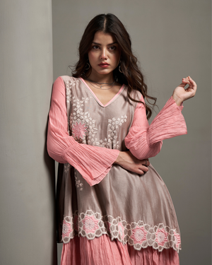 Dove Grey Malai Chanderi Dress