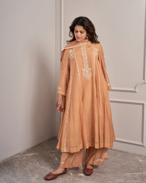 Coral Malai Chanderi Suit Set