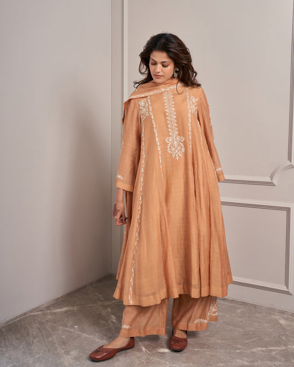 Coral Malai Chanderi Suit Set