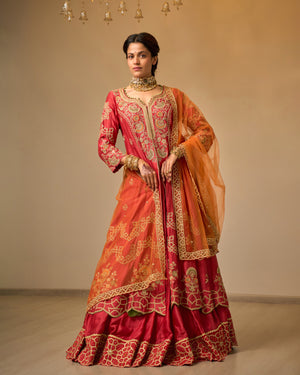Umber Chanderi Silk Lehenga